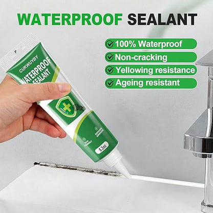 15.9 Oz Silicone Caulk (3 Pack 5.3 Oz) Squeeze Tube Waterproof Silicone Sealant for Kitchen Bathroom Stronger Adhesion White Caulk for Window Toilet Sink Caulking Sealant with Tape and Scraper