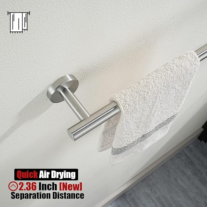 JQK Bathroom Towel Bar, 15 Inch 304 Stainless Steel Thicken 0.8mm Towel Rack, Towel Holder Brushed Finished Wall Mount, Useable Length 12 Inch, TB110L12-BN