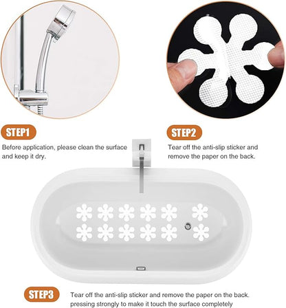 Bathtub Stickers Non-Slip, 12 PCS White Safety Shower Treads Adhesive Appliques with Premium Scraper