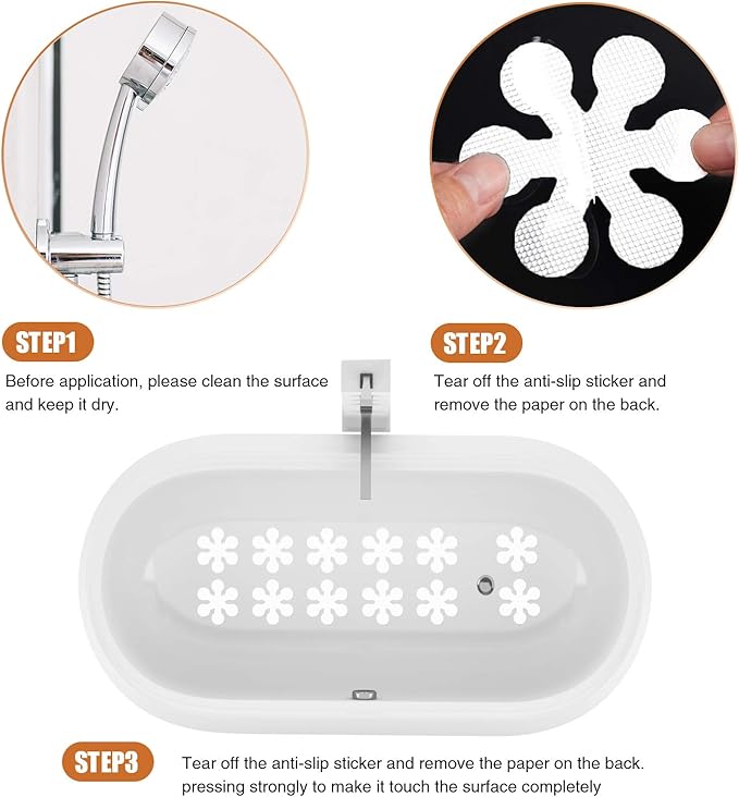Bathtub Stickers Non-Slip, Safety Shower Treads Adhesive Appliques with Premium Scraper