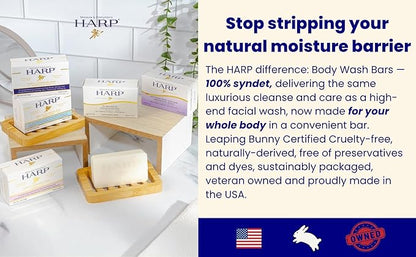 HARP Anti-Aging Body Wash Bar With Retinol + Niacinamide, Vitamin E, Hyaluronic Acid. 100% Syndet Base. Soap/Lye-Free and FRAGRANCE FREE (3-Pack, Anti-Aging Serum)