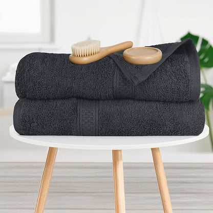 RIVERSIDE 100% Ring Spun Cotton Large Bath Towels Set of 4, 27 x 54 – Quick Dry, Soft & Highly Absorbent Towels for Shower & Bathroom – Luxury 600 GSM Towels for Home, Spa, Gym, Hotel, Charcoal