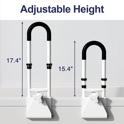 Adjustable Height Bathtub Handle Grab Bar, Bathtub Safety Rail & Shower Grab Bars for Seniors, Baby, Elderly, and Disabled, Fits 3"–7" Tub Walls, Waterproof Non-Slip Handle and Holds 300lbs