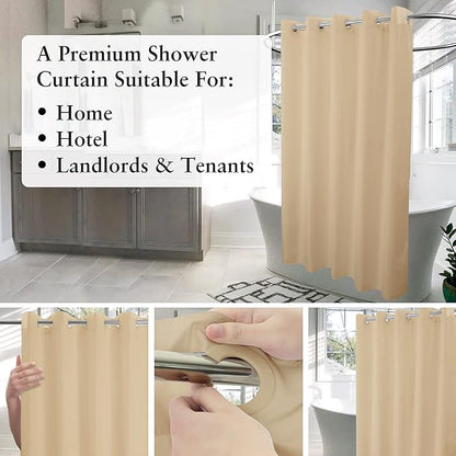 River Dream Extra Long No Hook Beige Shower Curtain or Liner - Soft Microfiber 84" Long Fabric Shower Curtain Liner Set, Machine Washable & Water Repellent, Beige, 71x86