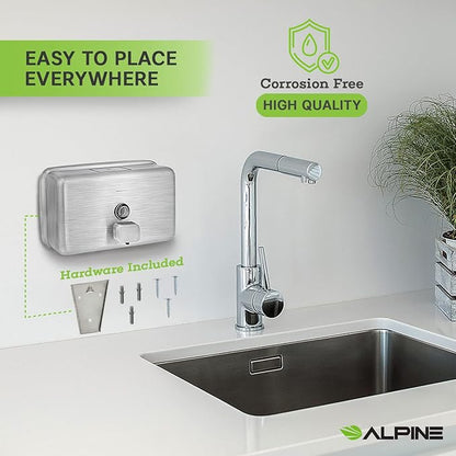 Alpine Wall Mounted Stainless Steel Liquid Soap Dispenser