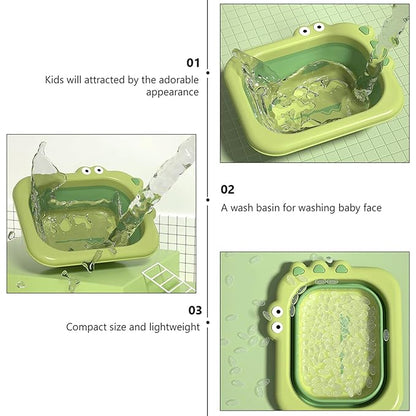 Alasum Foldable Wash Basin Thickened Washbasin for Newborns, Green Collapsible Bath Tub Suitable for Boys and Bathing