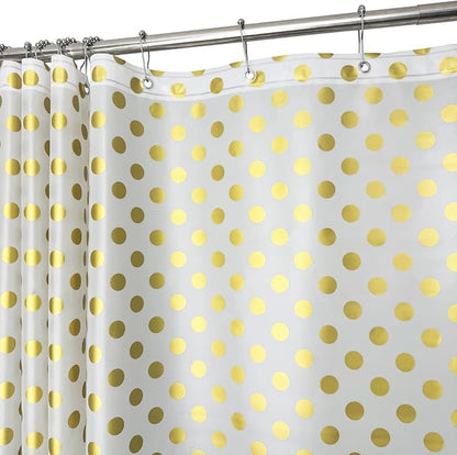 Plastic Shower Curtain Liner, Waterproof Printed PEVA Shower Curtain with Design, Golden Polka Dots Pattern, Rustproof Grommets, Standard Size 70x72 Bathtub Curtain for Bathroom (Pack of 1)
