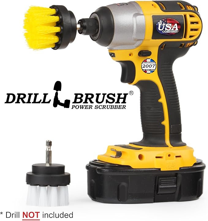 Bathroom Accessories - Drill Brush - Cleaning Supplies - Grout Cleaner - 2-inch Round Spin Brush - Scrub - Bathtub - Shower Curtain - Bath Mat - Hard Water Stain Remover - Shower Door - Glass Cleaner