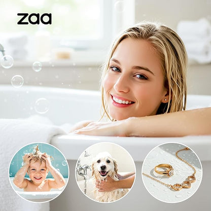 zaa Drain Hair Catcher - Bathtub Drain Cover, Hair Stopper for Bathtub Drain, 304 Stainless Steel Drain Protector and Hair Trap for Flat & Pop-up Drains, Silver Blue
