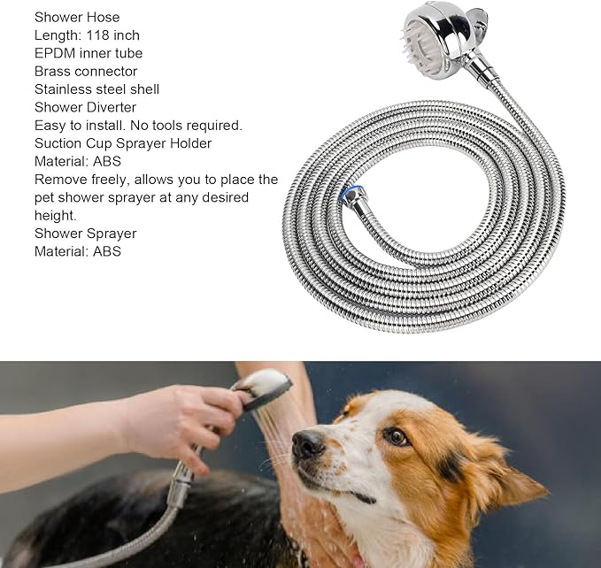 Fafeicy Dog Shower Attachment Set, ABS Pet Washing Sprayer with Hose and Adjustable Water Modes, for Easy Bathing and Grooming