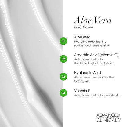 Advanced Clinicals Aloe Vera Lotion Skin Care Relief Cream | Vitamin E Infused Hyaluronic Acid Moisturizer & Vitamin C Body Lotion For Women & Men Helps Improve Look Of Extremely Dry Skin, 16 Ounce