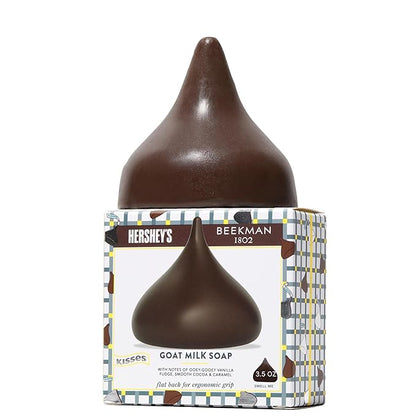 Beekman 1802 x HERSHEY'S Limited Edition KISSES Milk Chocolate Goat Milk Soap Bar - Featuring a Flat Back for Ergonomic Grip (3.5oz)