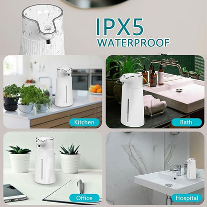 Automatic Liquid Soap Dispenser, 10.5oz/400ML Adjustable Wall Mount Touchless Soap Dispenser Waterproof for Bathroom Kitchen, USB C Rechargeable with Intelligent Infrared Sensor