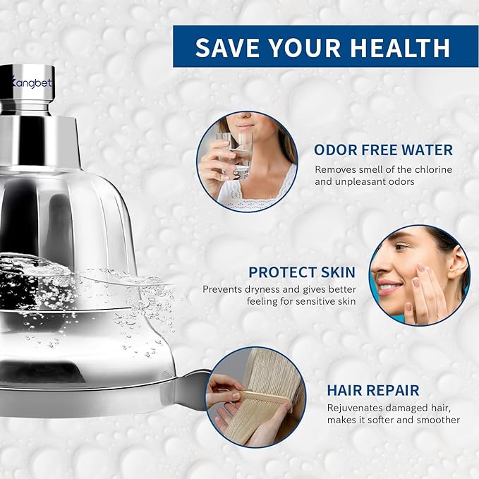 Filtered Shower Head | Shower Filter for Hard Water | Reduces Impurities | Stops Hair Loss, Soothes Dry Skin & Scalp - Chrome