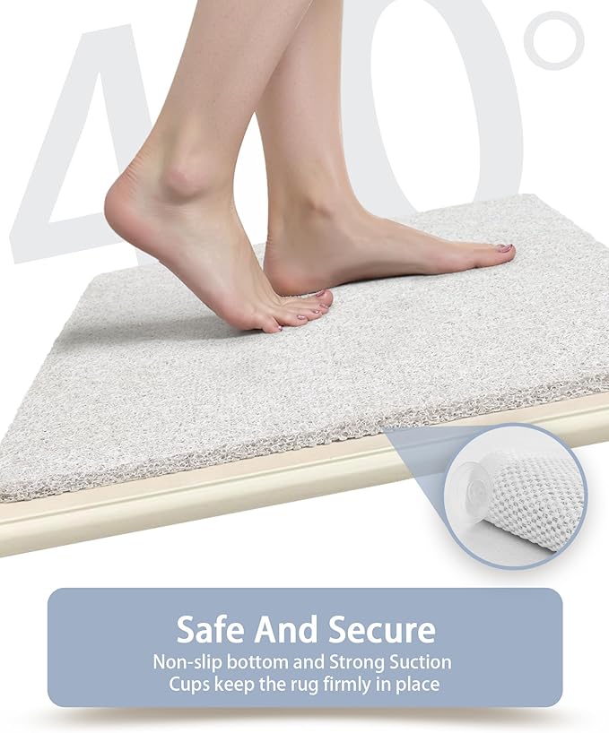 Mecko Non Slip Shower Mats,17x30 Inch,Anti-Slip Bathtub Mats with Suction Cups for Bathroom, Foot Scrubber Loofah Bath Mats for Shower, Quick Drying Shower Stall Mats for Wet Areas (White)