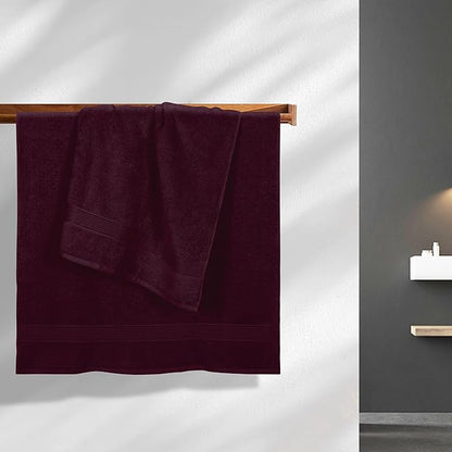 Elvana Home Cotton 2 Pack Oversized Bath Towel Set 28x55 inches, Large Bath Towels, Ultra Absorbant Compact Quickdry & Lightweight Towel, Ideal for Gym Travel Camp Pool - Burgundy Red