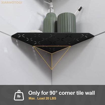 Recessed Corner Shower Shelf, 10" SUS304 Stainless Steel, Heavy Duty Shower Shelf, Grout in Bathroom Shelves for Tile Walls (1 Pack, Cross-Matte Black)