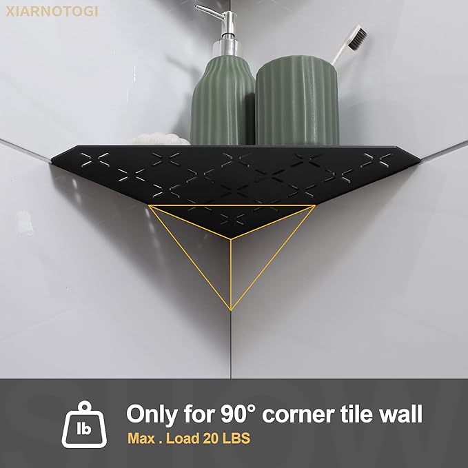 Recessed Corner Shower Shelf, 10" SUS304 Stainless Steel, Heavy Duty Shower Shelf, Grout in Bathroom Shelves for Tile Walls (2 Pack, Cross-Matte Black)