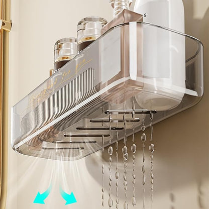 Acrylic Bathroom Shelves 2Pack, 14" Clear Adhesive Shower Shelves for Bathroom Wall Decor and Storage, No Drilling Plastic Wall Shelf Organizer for Home, Kitchen, and Dorm, Large Capacity