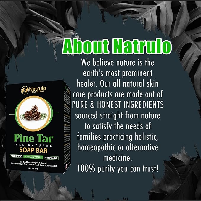 All Natural Pine Tar Soap Bar 4oz – Cleansing Anti Acne Eczema Psoriasis Itch Relief Pine Tar Face & Body Wash Cleanser – Pure Goat’s Milk Soap with Oatmeal, Charcoal, Essential Oils Made in USA