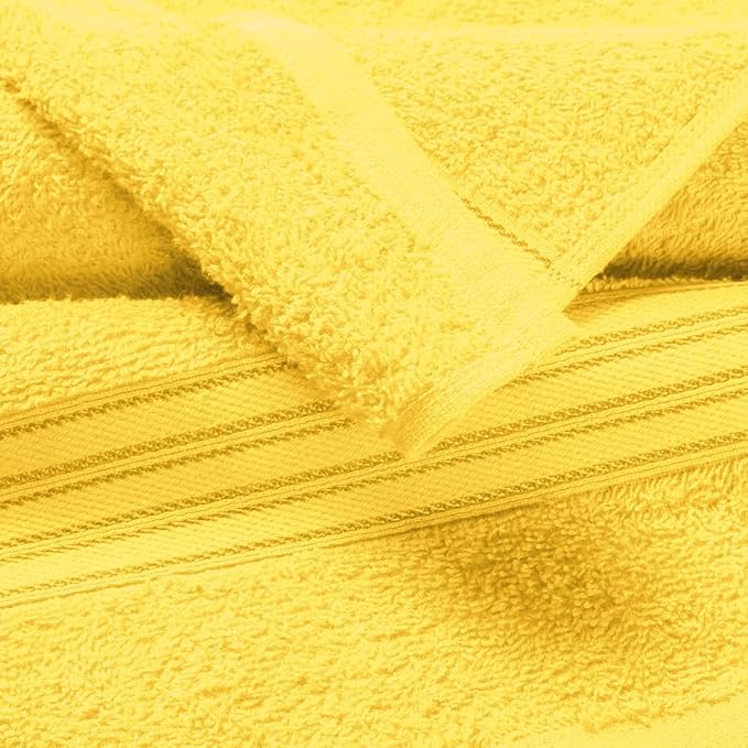 BOUTIQUO Ultra Soft Cotton 6 -Piece Hand Towel Set 16x24 Inch, Ideal for use in Bathroom, Kitchen, Gym, Spa & General Cleaning, Compact & Lightweight Multi Purpose Hand Towels - Lime Yellow