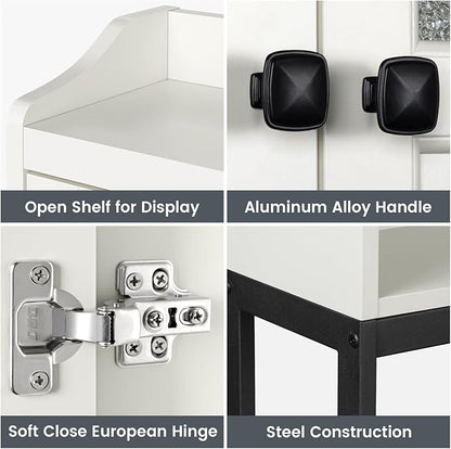 Over The Toilet Storage Cabinet, Above Toilet Bathroom Storage Cabinet with Double Doors and Soft Hinges Over Toilet Storage Shelf Over Toilet Bathroom Organizer (Cream White)