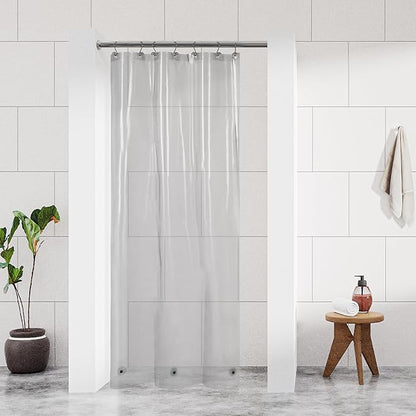 Barossa Design Clear Black Stall Shower Curtain Liner with 3 Magnets - 36" x 72" Waterproof PEVA Plastic Shower Liner for Small Bathroom, Lightweight Bath Curtain, Metal Grommets - Clear Black