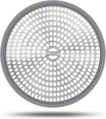 LEKEYE Shower Hair Catcher Drain Protector Strainer-Steel & Silicone 2 Pack