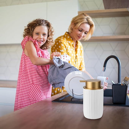 Soap Foaming Dispenser Ceramic with Easy-to-Press Pump Hand Foam Dispenser for Shampoo Bathroom Countertop 13.5 oz