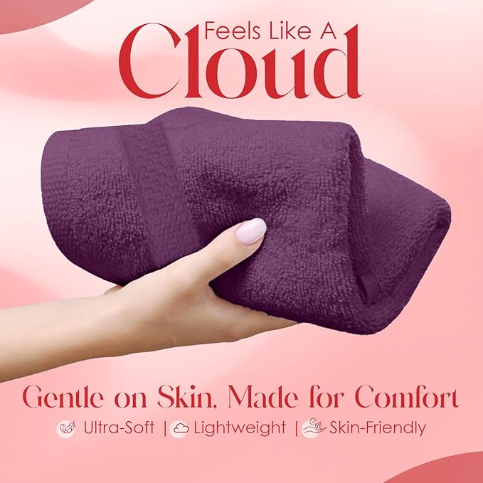 RIVERSIDE 12 Pack Premium 100% Cotton Face Washcloths, 600 GSM, 12 x 12 Inches, Soft, Absorbent Towels for Body & Shower, Bathroom Wash Clothes, Durable Face Towels Set for Spa, Gym, Purple Passion