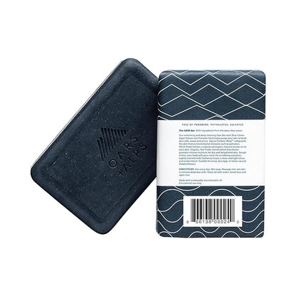 Oars + Alps Blue Charcoal Exfoliating Bar Soap for Men, Deep Cleaning & Exfoliating Soap, Dermatologist Tested & Made with Clean Ingredients, All Skin Types, Travel Size, 1pk, 6oz