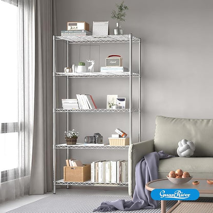 5-Shelf Adjustable Metal Shelf Wire Shelving Unit Storage Rack Display Shelf for Office,Kitchen,Bedroom,Bathroom,Laundry,Pantry Basement,Garage(Chrome,36" L x 14" W x 72" H)