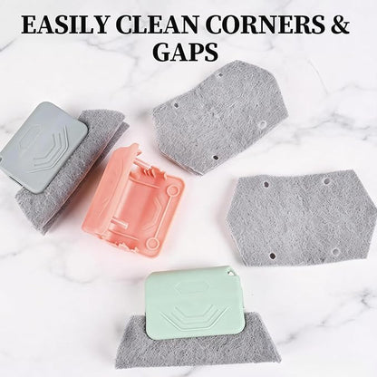 3PCS Magic Window Track Cleaner, 2025 Upgraded Window Groove Cleaning Brush Tools Set, Hand-held Window Track Cleaning Tools for Window lides Gaps Tile Lines Shutter Car Vents (Grey + Pink + Green)