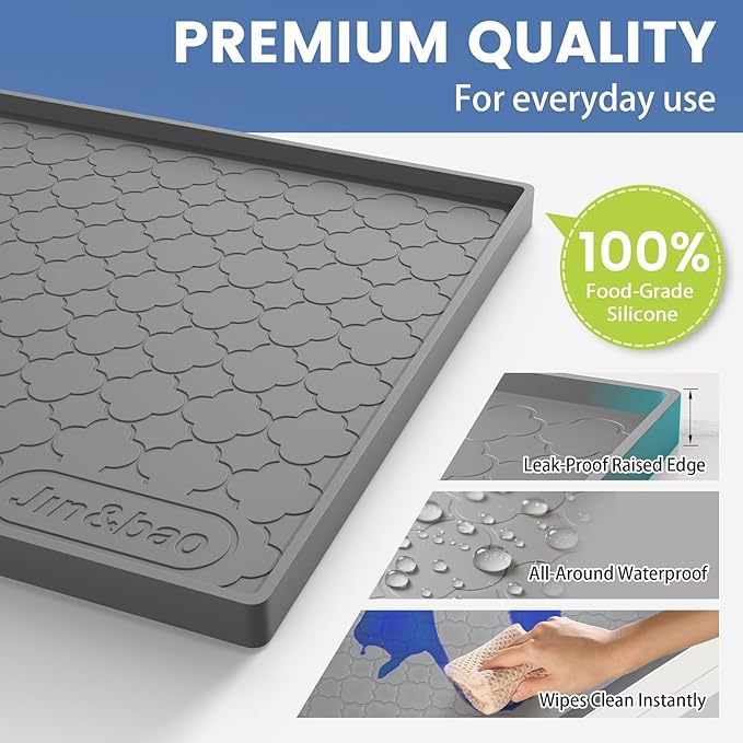 Jin&Bao Waterproof Under Sink Mat 34" x 19", Thick Silicone Mat Cabinet Protector for Kitchen and Bathroom, Shelf Liner, Home Organizer and Storage, Multipurpose Tray for Gadgets and Essentials