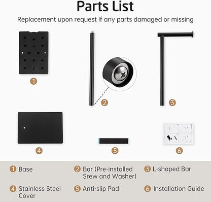 KES Toilet Paper Holder Stand 26.2 Inch Toilet Tissue Holder for Bathroom, Free Standing Toilet Paper Holder SUS304 Stainless Steel Matte Black, BPH286S66A-BK