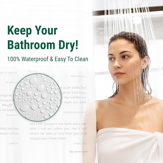 Eco-Friendly Recycled PEVA Shower Curtain Liner – Waterproof, Sustainable, Non-Toxic Shower Curtain Liner, NOT Made in China - 72x72IN, 4G – NIV Holy Bible