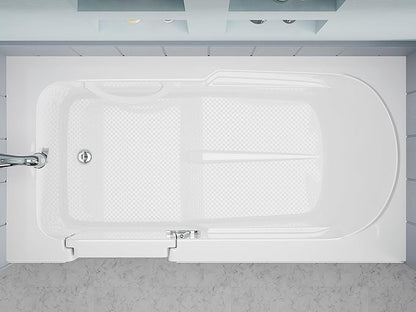 ANZZI Walk-In Tub 60'' x 30'' Acrylic, Left Drain, Easy Step Low Threshold, Non-Slip Floor, Modern Chrome Details, Glossy White Finish - 3060SILWS