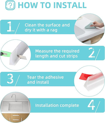 Shower Threshold Water Dam,Walk in Shower Water Guard, Shower Dam Water Barrier Bathroom Sink Splash for Dry And Wet Separation Caulk Seal Strip Edge Trim (98Inch, Transparent)