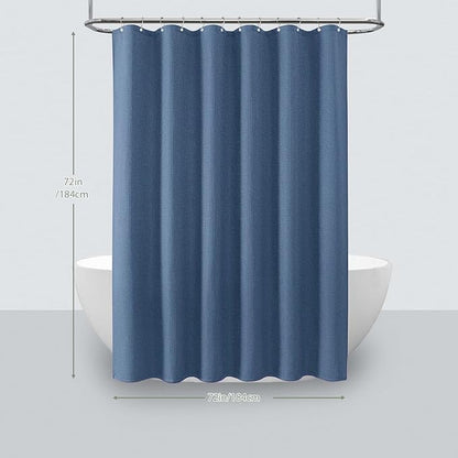 Inhousolu Fabric Shower Curtain Waffle Weave, Moonlight Blue 230 GSM Heavy Duty, Weighted Hem, 14 Metal Hooks, Water Repellent, Machine Washable, Hotel Spa Luxury Bath Curtain Set, 72 x 72 Inch