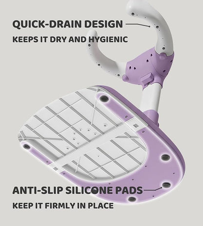 Baby Bath Stand, Foldable Standing Bathtub for Baby, Shower Stand and Bath Support for Infants and Toddlers (6–36 Months), Non-Slip Adjustable Baby Standing Support (Purple)