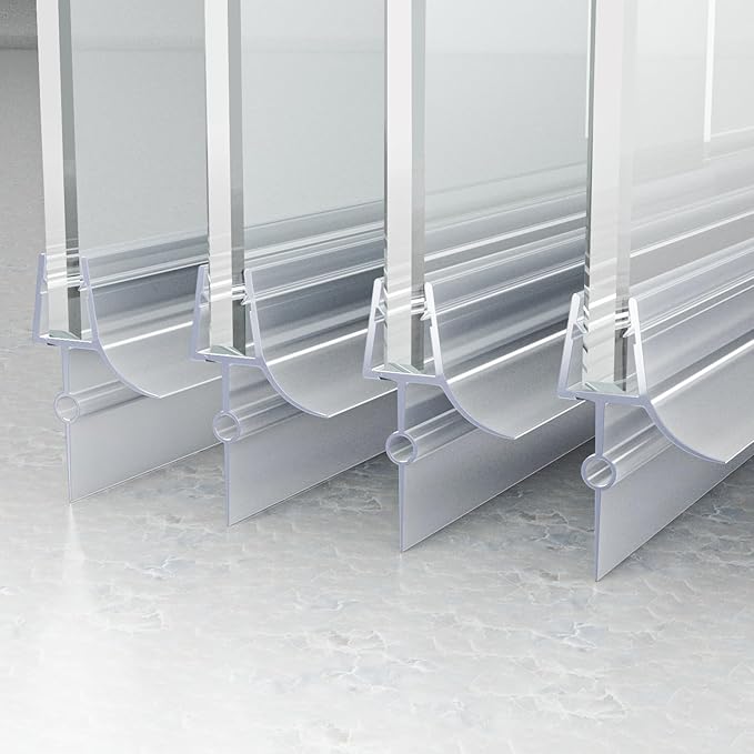 Frameless Shower Door Bottom Seal, 4 Pcs Shower Door Seal Strip for 5/16" Glass Shower Door Sweep, Stop Shower Leaks and Create a Water Barrier 31.5" Long Sweep