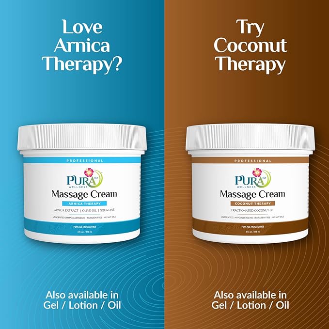 Wellness Professional Arnica Therapy 4oz Massage Cream, Cream for Bruising, Olive Oil, Arnica Extract, Unscented, Hypoallergenic, Natural, Skin Moisturizing & Hydrating, Deep Tissue, Wellness