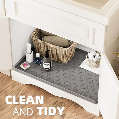 Silicone Under Sink Mat 25" x 22", kitchen Essentials and Gadgets, Shelf liner and Cabinet Protector, Home Organizers and Storage, Waterproof Bathroom Tray