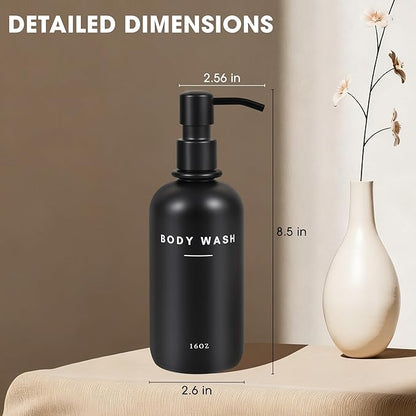 Set of 3 Shampoo and Conditioner Dispenser - 16oz Durable Shower Soap Dispenser and Shampoo Bottles - Easy to Refill Bathroom Decor