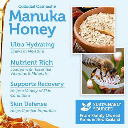 Eczema Cream with Manuka Honey & Colloidal Oatmeal – Extra Strength Anti Itch Cream for Dry, Sensitive Skin – Dermatitis & Itchy Skin Relief Moisturizer for Adults & Kids– Steroid Free Face & Body Use