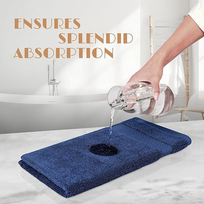 White Classic Navy Blue Hand Towels for Bathroom [12 Pack] Cotton Hand Towel Bulk for Gym, Kitchen and Spa, 16x27 Inches Soft Highly Absorbent Quick Dry Terry Salon Towels