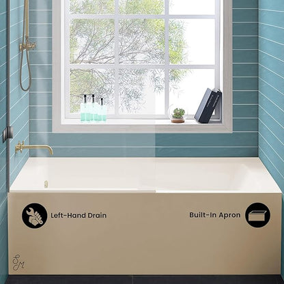 Voltaire 60" X 30" Left-Hand Drain Alcove Bathtub with Apron in Bisque