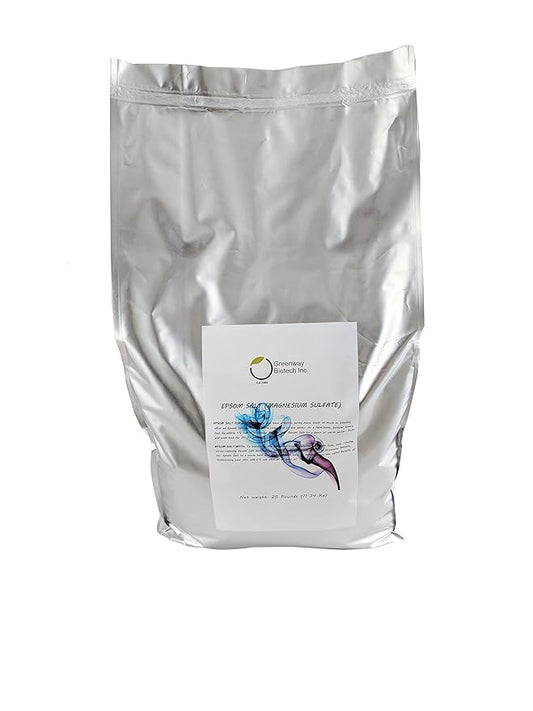 Greenway Biotech, Inc. Organic Epsom Salt USP for Body Bath & Foot Soak - Magnesium Sulfate Soaking for Refresh Body- 25 Pounds