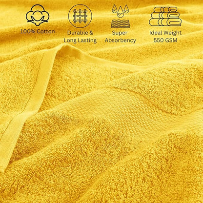LANE LINEN 100% Cotton Bath Towels Set - 24 PCs - Durable, Quick Dry, Soft & Highly Absorbent - 4 Bath, 4 Fingertip, 6 Hand Towel, 8 Washcloths, 2 Bath Sheets - Remains Fluffy After Washing - Mimosa