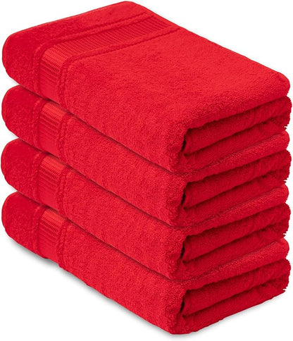 Melissa Linen, Fingertip Towels 4 Pack, 100% Turkish Cotton, Small Hand Towels for Body and Face, 12 x 18 in, Soft and Absorbent, Quick Dry, (Red Fingertip Hand Towels)